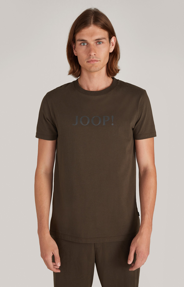 Loungewear T-Shirt in Dunkelgrün-Braun