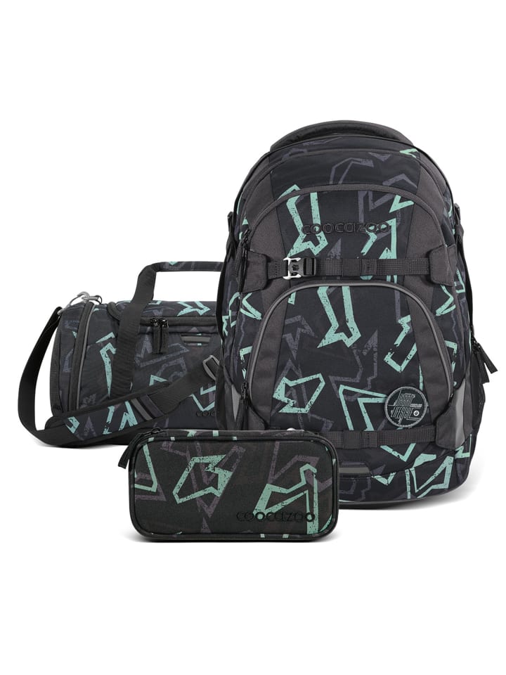 Coocazoo Schulrucksack-Set „Reflective Graffiti“, 3-teilig in Schwarz günstig kaufen onesize