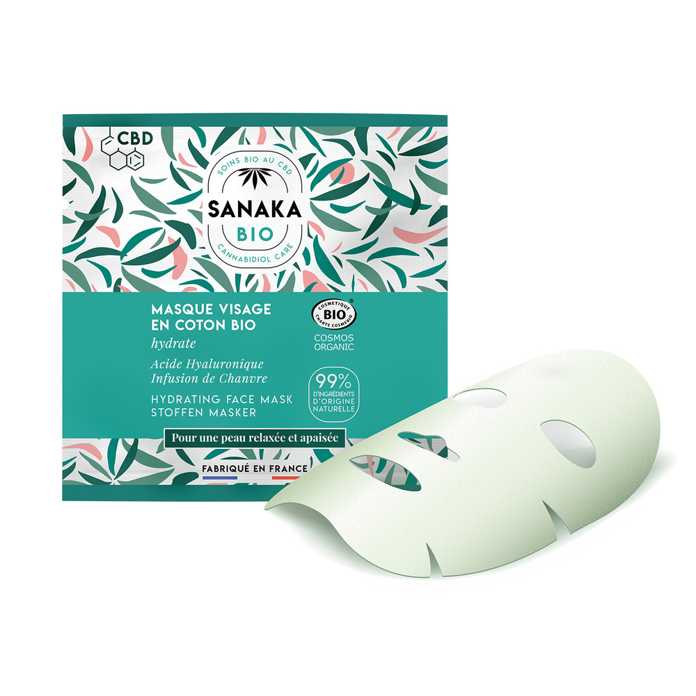 sanaka bio Masque visage à l'infusion de Chanvre -Certifié BIO COSMOS Masque
