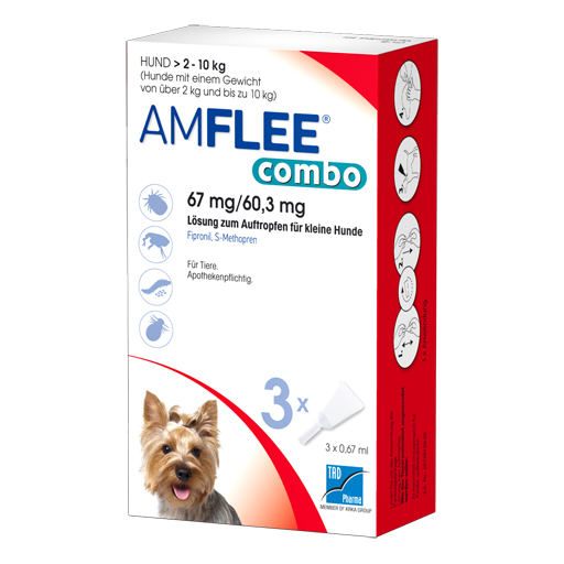 AMFLEE combo 67/60,3mg Lsg.z.Auftr.f.Hunde 2-10kg  3 St  Lösung