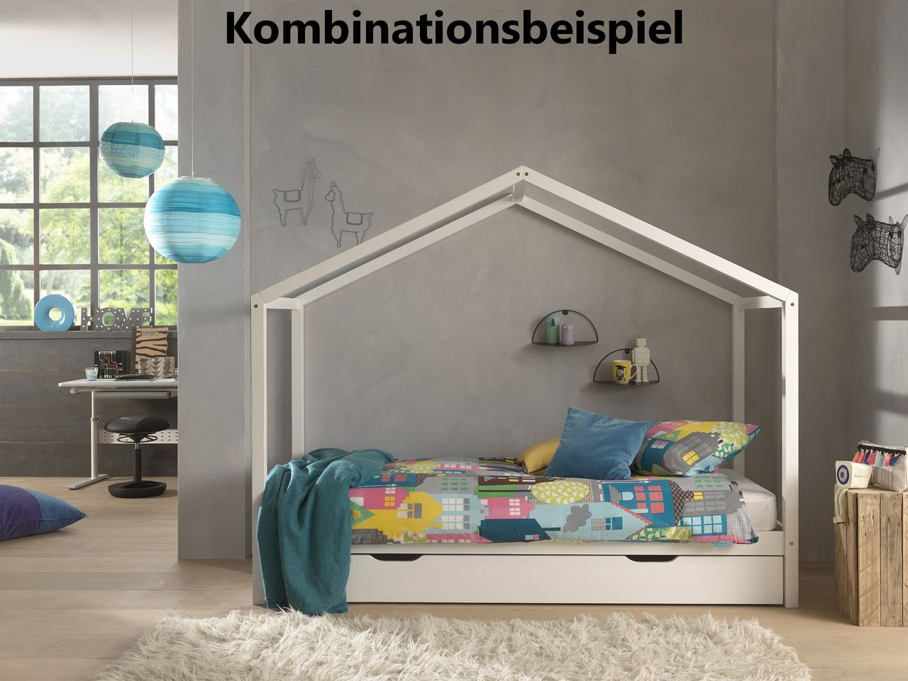 VIPACK Bettschublade für Hausbett Serie Dallas Fa. Vipack, 90 x 190 cm, Weiß