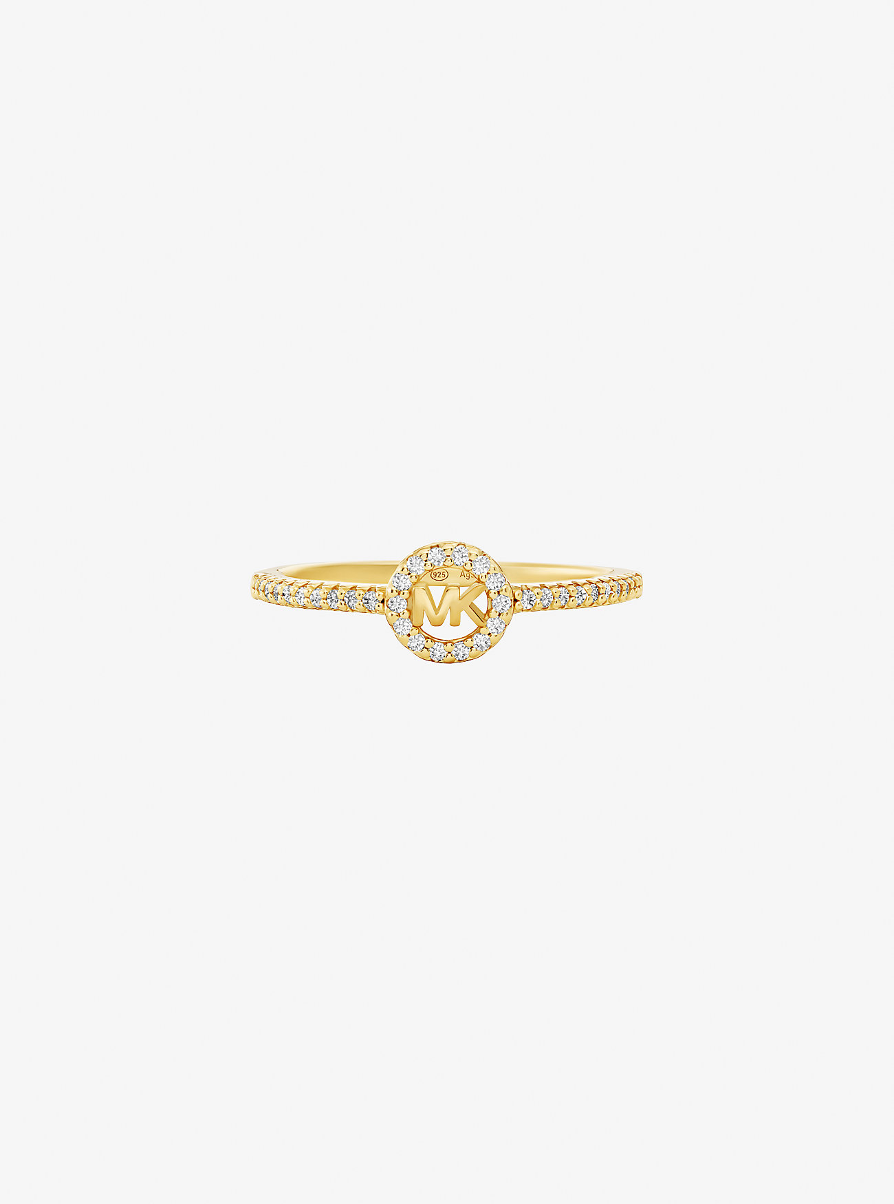 Fulton Precious Metal-Plated Pavé Logo Charm Ring - GOLD