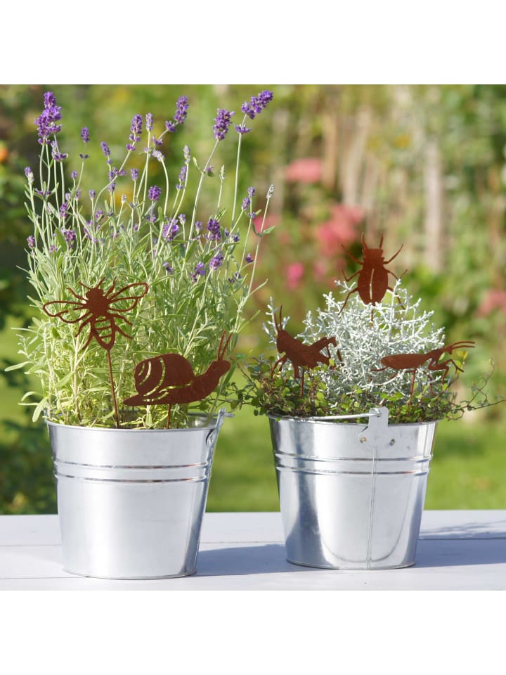 UNUS 5er Set Gartenstecker Rost Insekten in Braun günstig kaufen onesize