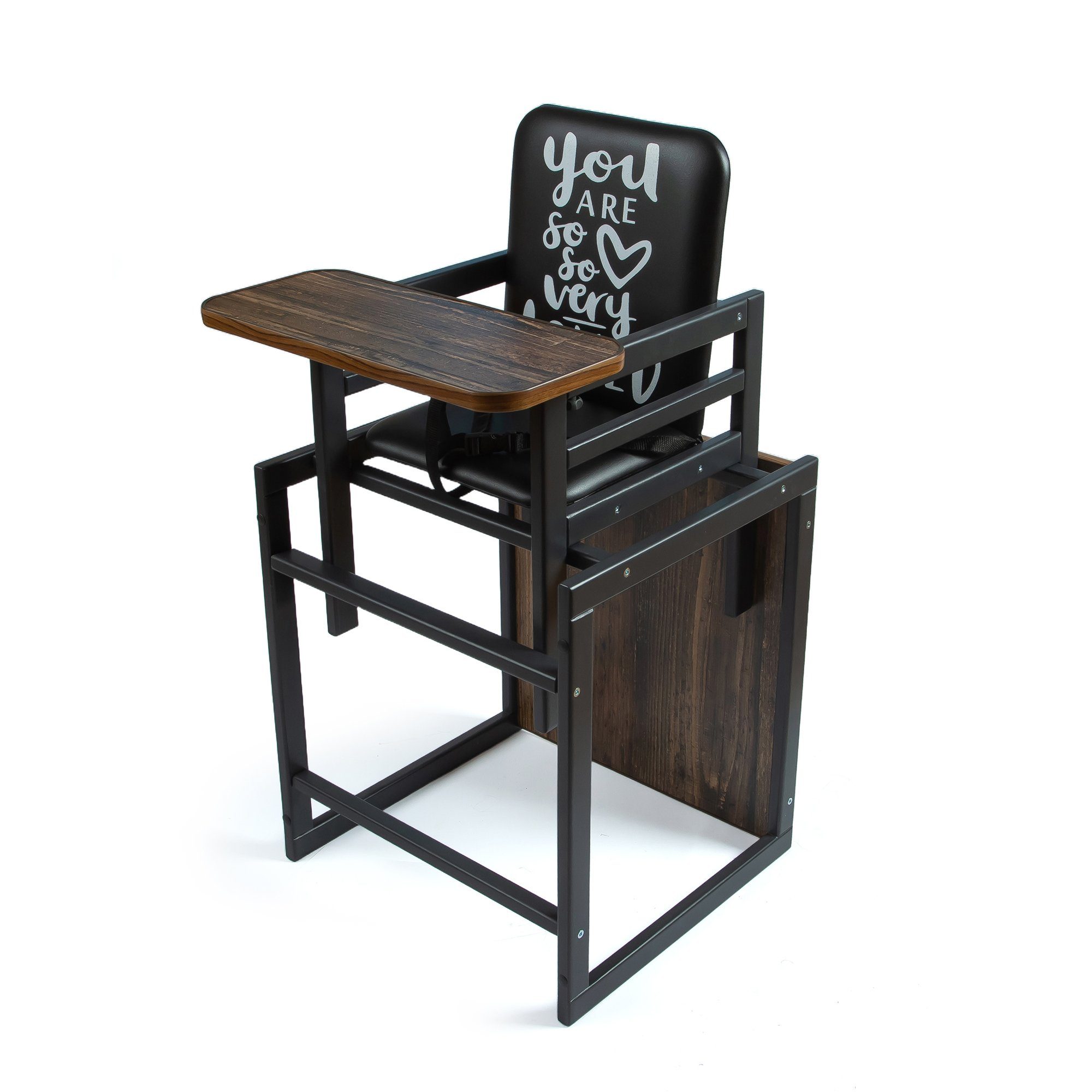 VILHA THE CHILDREN'S FURNITURE FACTORY Kombihochstuhl 2-in-1 Babystuhl aus Holz, Baby Hochstuhl Graphit