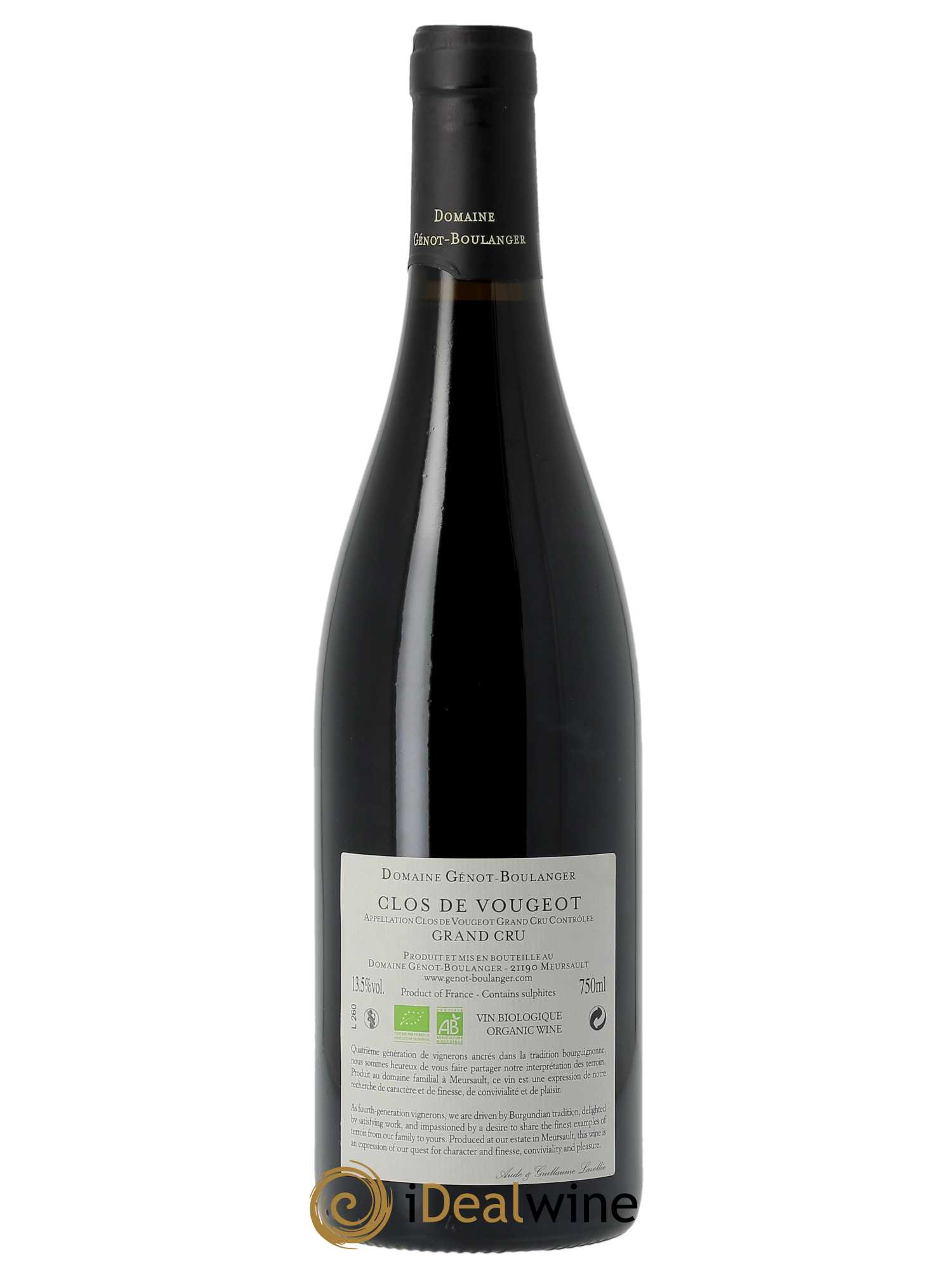 Clos de Vougeot Grand cru Génot-Boulanger (Domaine)  2020 - Lot de 1 Bouteille