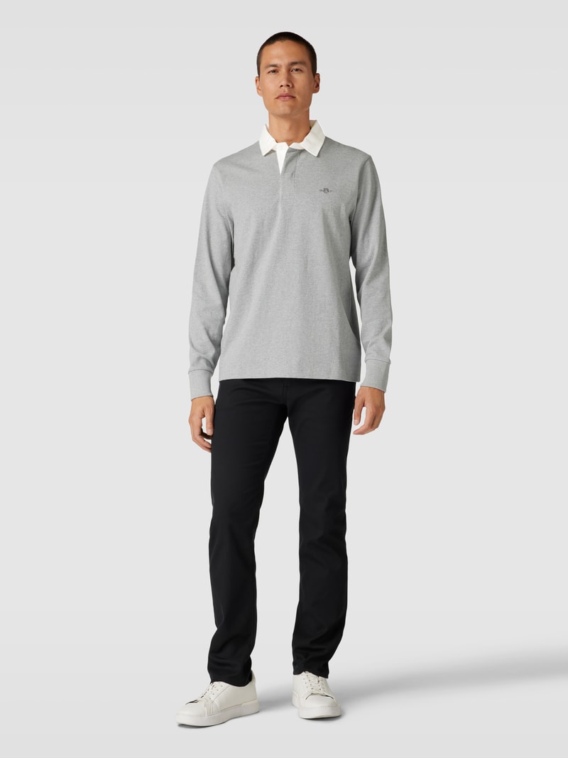 Sweatshirt mit Kentkragen Modell 'SHIELD' in mittelgrau meliert