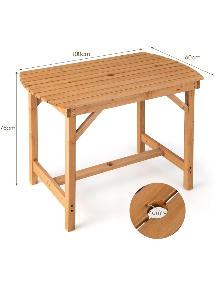 COSTWAY Gartentisch 100cm in Beige günstig kaufen onesize