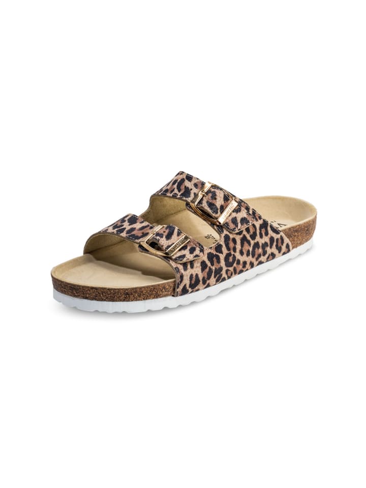VITAFORM Veloursleder Pantoletten in leopard günstig kaufen