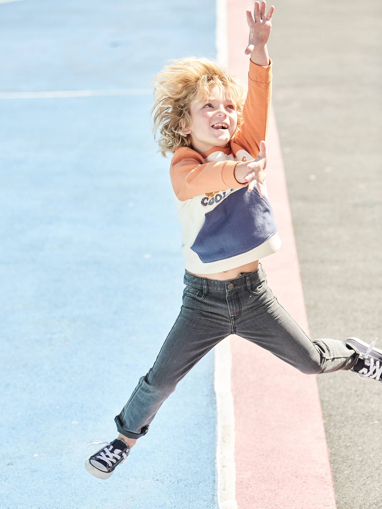 Vertbaudet Die UNVERWÜSTLICHE, robuste Jungen Jeans, Straight-Fit - grau