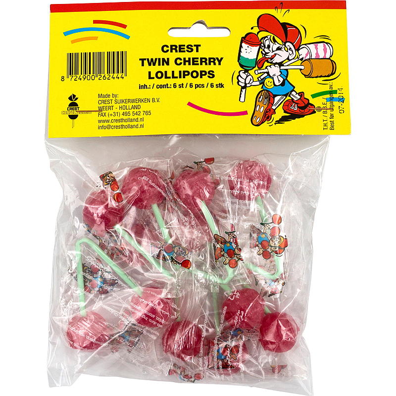 Twin Cherry 6-pk Lollipops