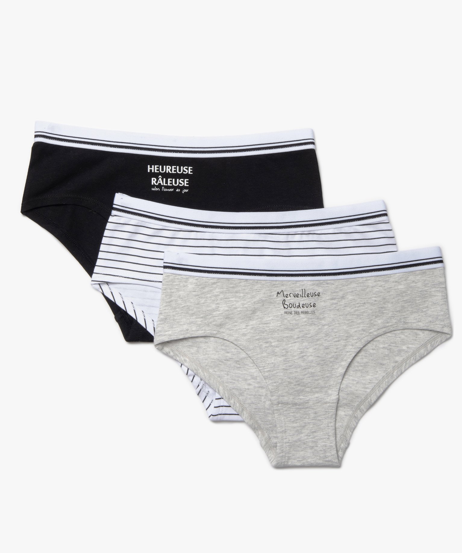 Shorties fille avec inscriptions (lot de 3) multicolore | GEMO