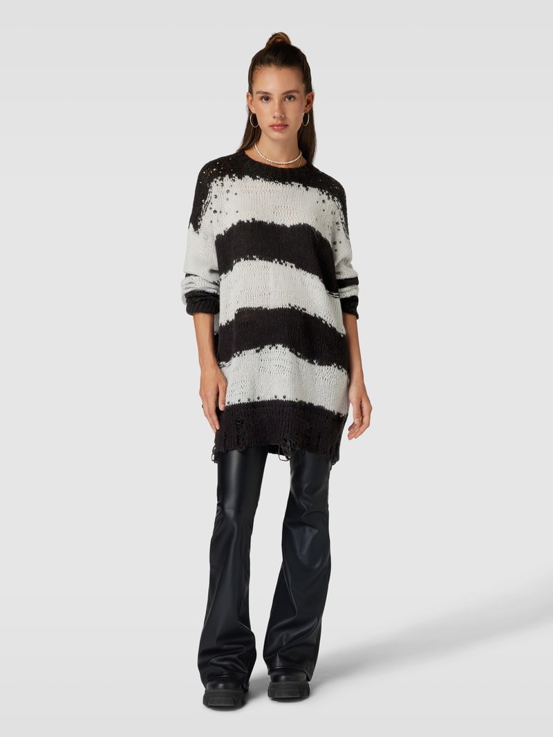Strickkleid mit Blockstreifen in schwarz