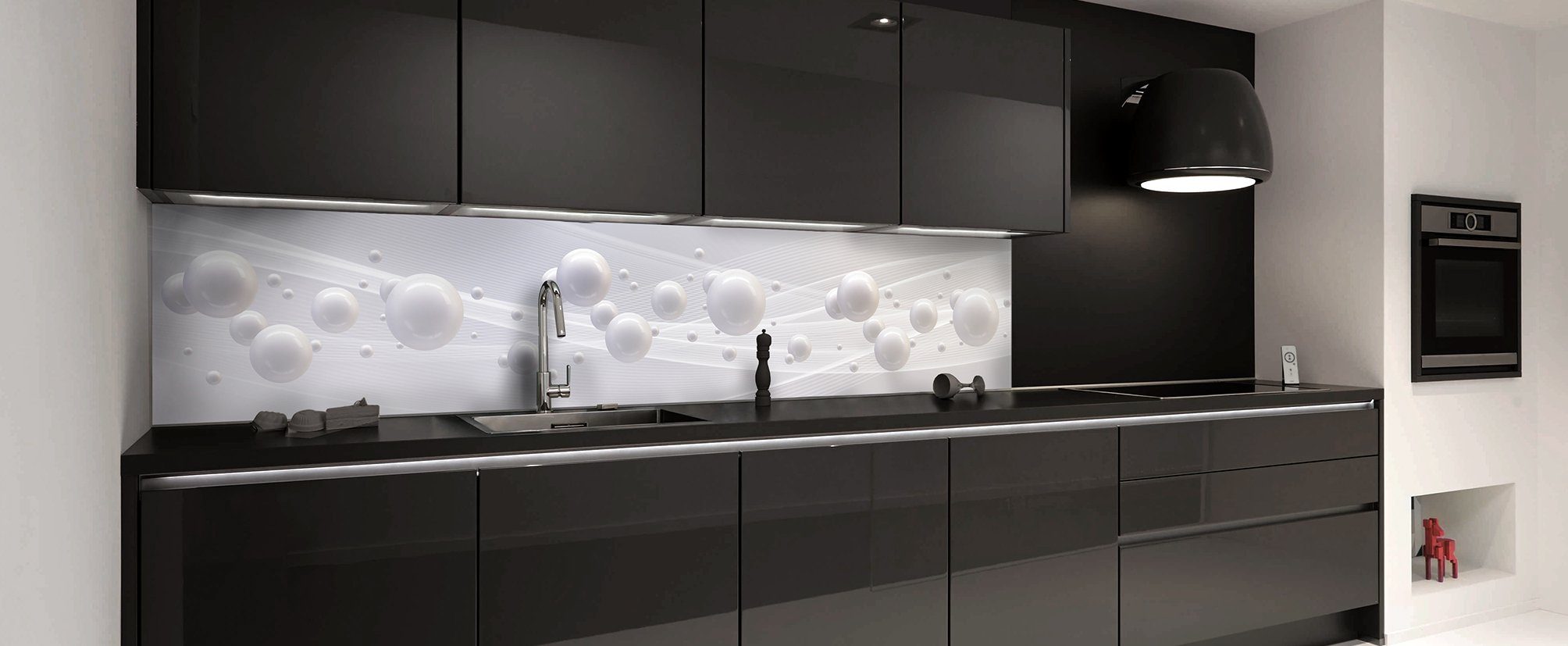 Rodnik Küchenrückwand Weiße Kugeln, ABS-Kunststoff Platte Monolith in DELUXE Qualität mit Direktdruck