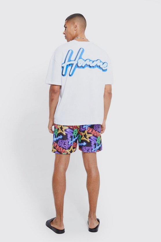 Oversize Homme T-Shirt & Badehose