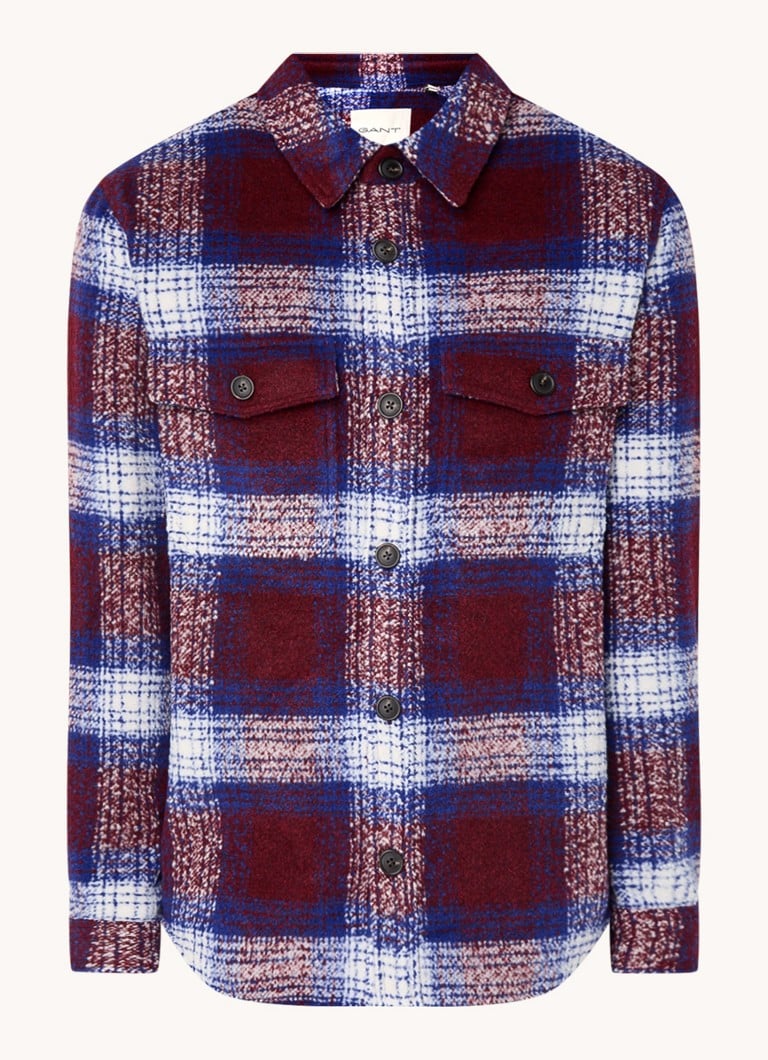 Gant overshirt in wool blend with check pattern and flap pockets