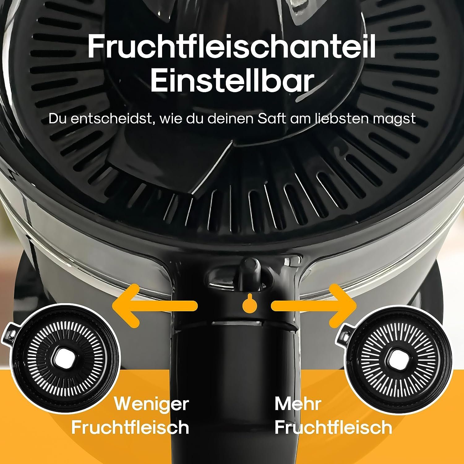 Lebenlang Küchenmaschine Saftpresse elektrisch - Verstellbares Sieb - Orangenpresse, 40,00 W, 800ml Orangensaftpresse elektrisch Zitronenpresse