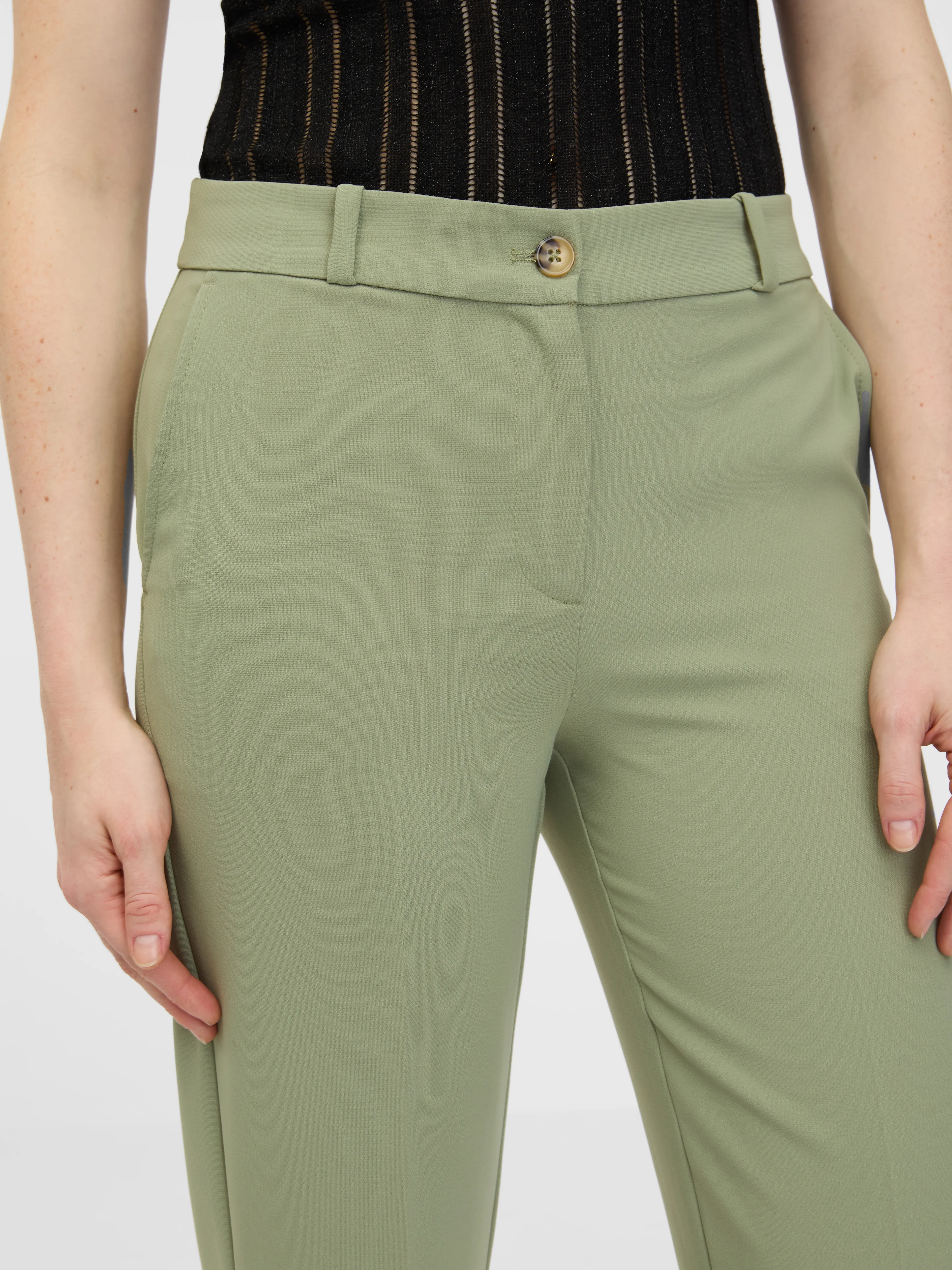 Khakifarbene Damen-Straight-Hose ORSAY