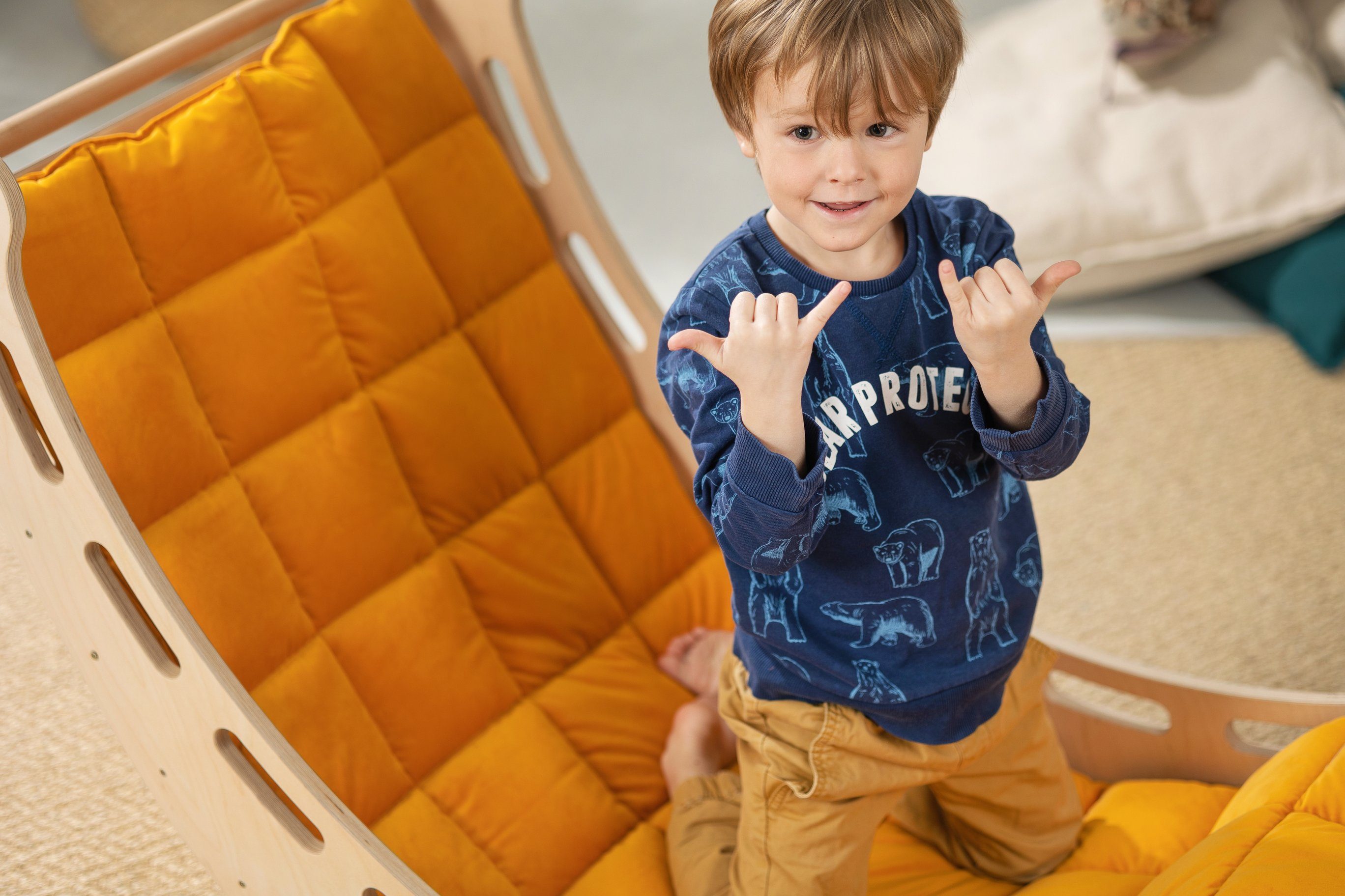Rainbow Kids Bodenkissen Rockerkissen Auflage Bogenkissen für Montessori Wippe XXL (ohne Wippe), Made in EU