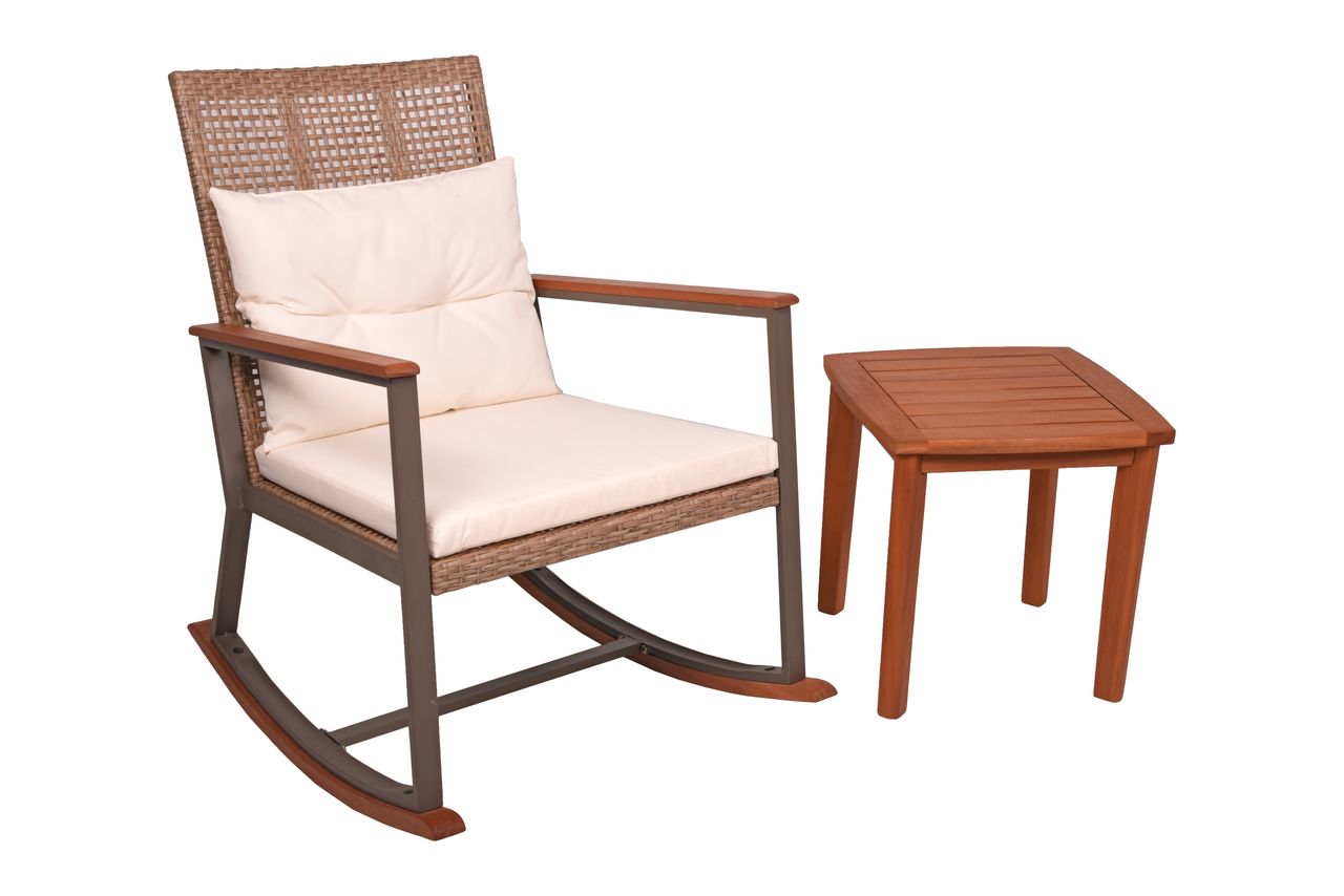 Garden Pleasure Schaukelstuhl Set SINALOA, Teak Look
