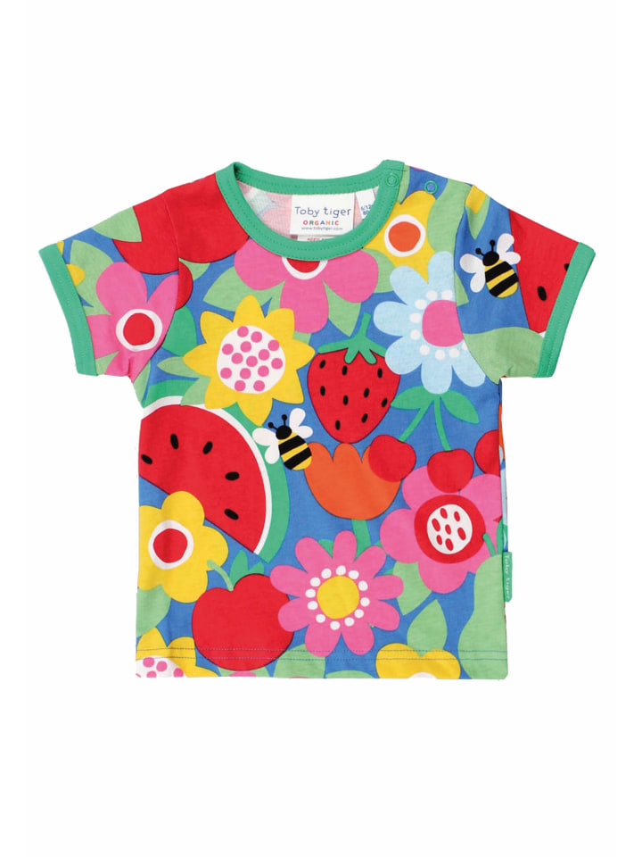 Toby Tiger T-Shirt mit Blumen und Früchte Print in bunt günstig kaufen