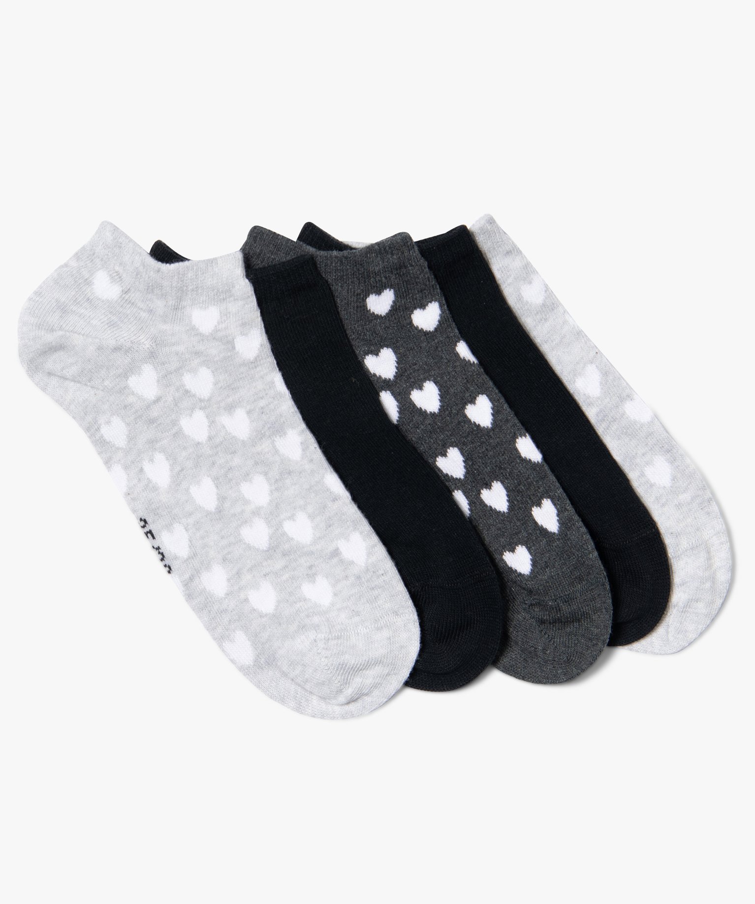 Chaussettes fille ultra-courtes motif curs (lot de 5) noir | GEMO