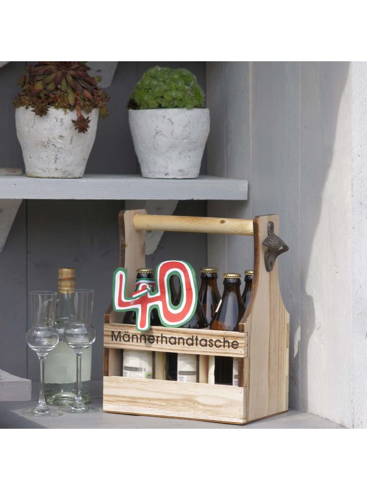 UNUS Flaschenträger Männerhandtasche aus Holz in Braun günstig kaufen onesize