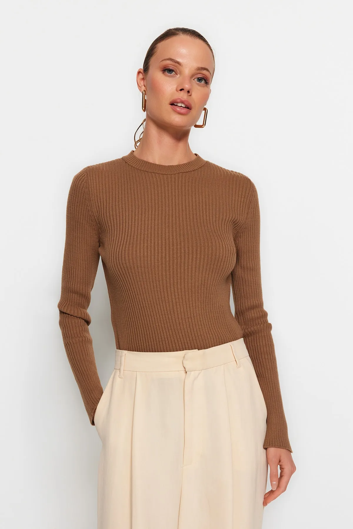 Trendyol Collection  Braun-Stein Doppelpack Strickpullover TWOAW22KZ1766