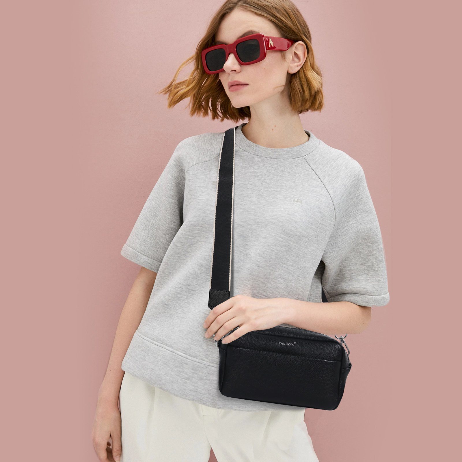 TAN.TOMI Schultertasche Damen Kleine Umhängetaschen, Handtasche mit abnehmbarem Schultergurt