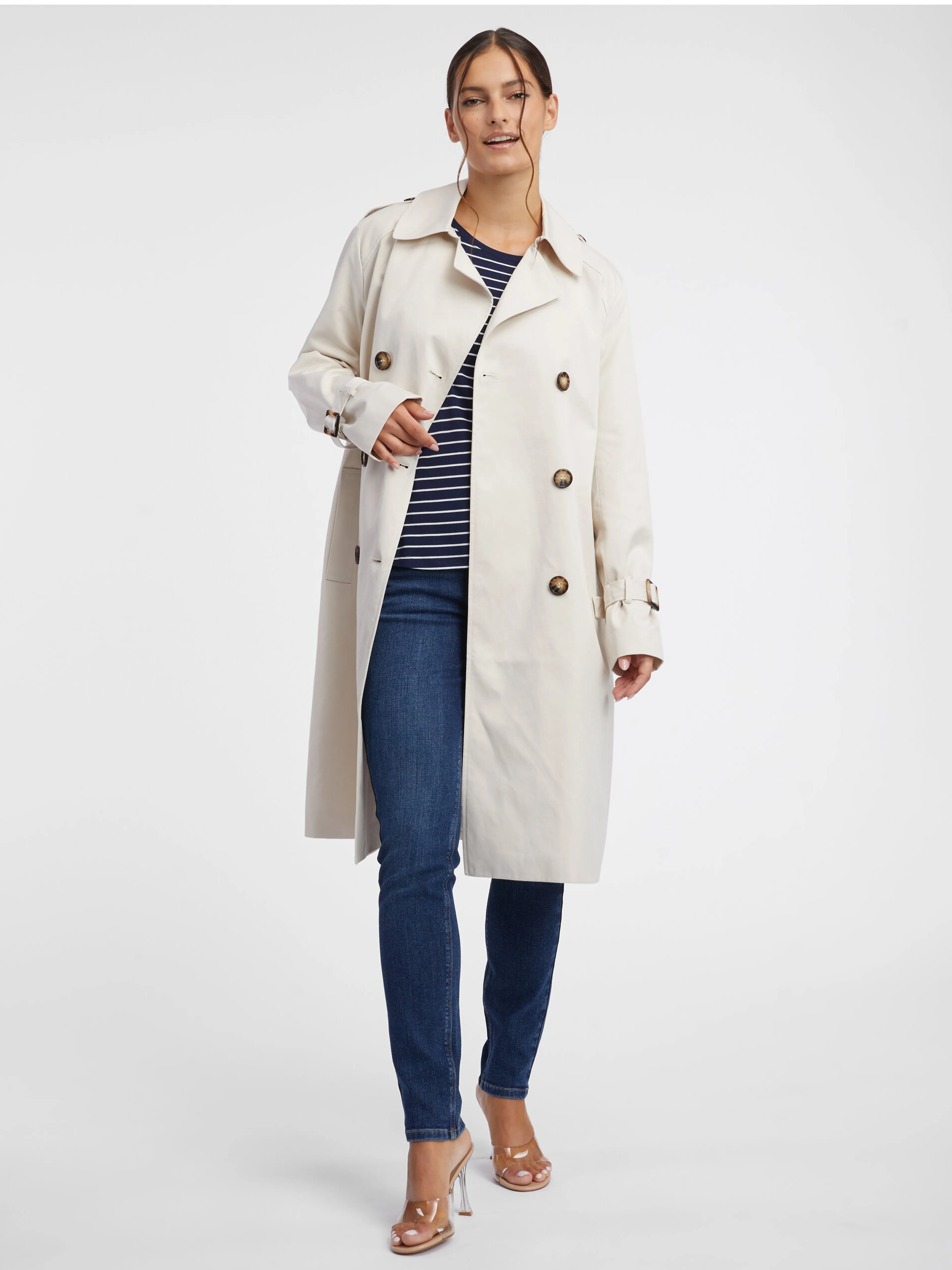 Cremefarbener Damen-Trenchcoat ORSAY
