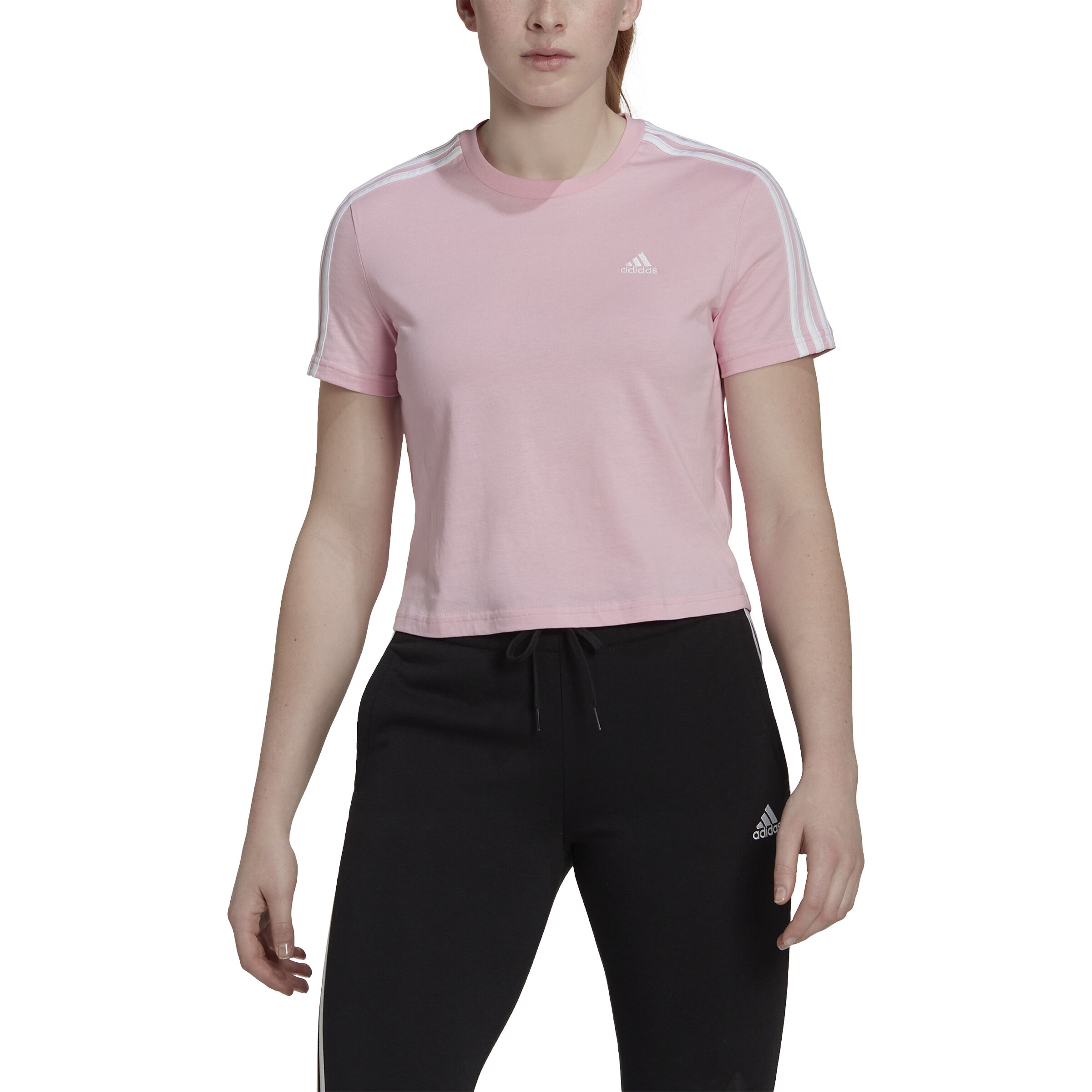 3 Stripes Cropped T-Shirt Damen - Pink