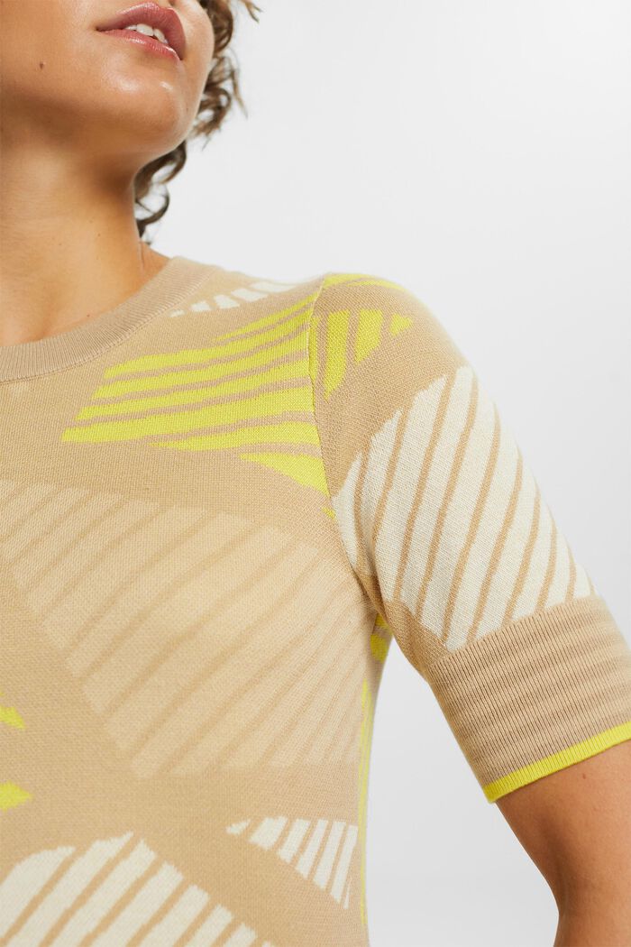 Kurzärmliger Jacquardpullover, Bio-Baumwolle