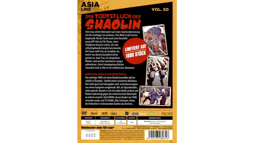 Asia Line: Der Todesfluch der Shaolin - Limited Edition auf 1000 Stück