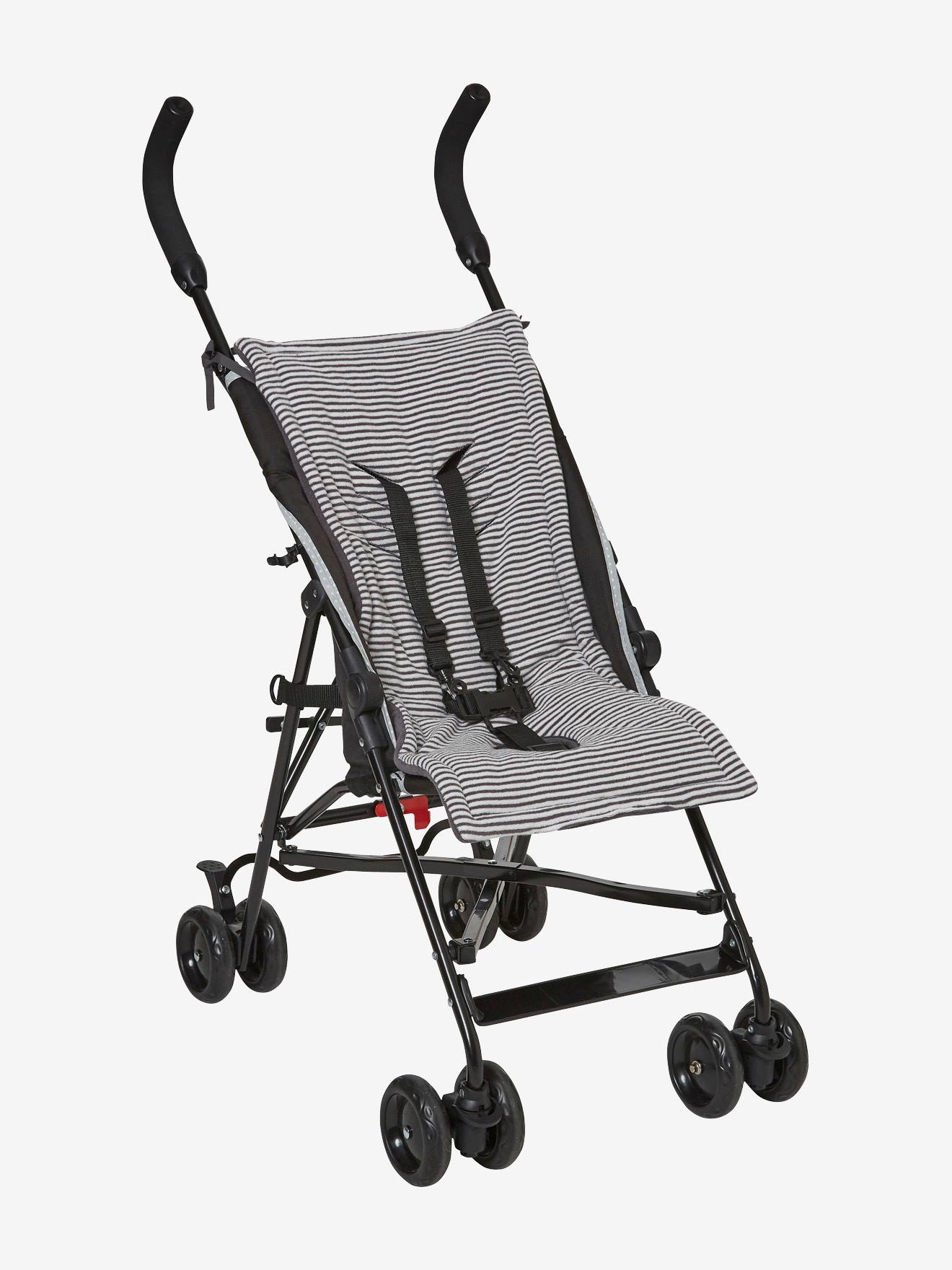 Vertbaudet Buggy-Sitzauflage Oeko-Tex - dunkelgrau/gestreift