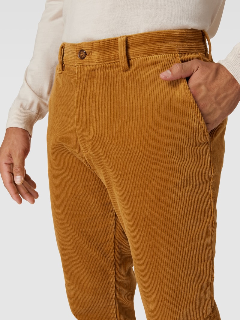 Cordhose mit Stretch-Anteil in dunkelgelb