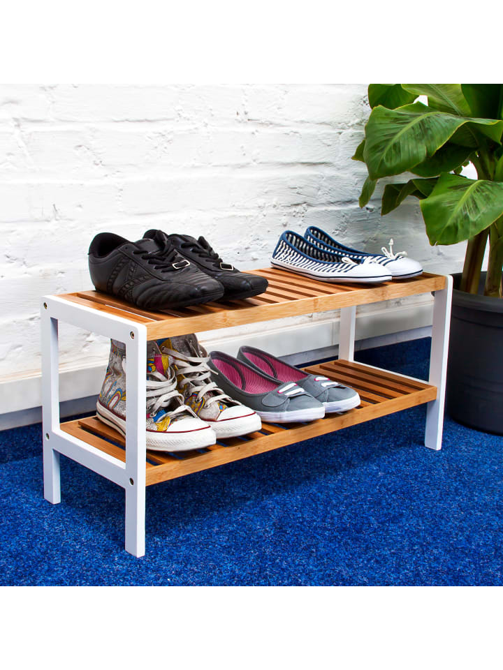 relaxdays Schuhregal in Natur/Weiß - (B)70 x (H)33 x (T)24,5 cm günstig kaufen onesize