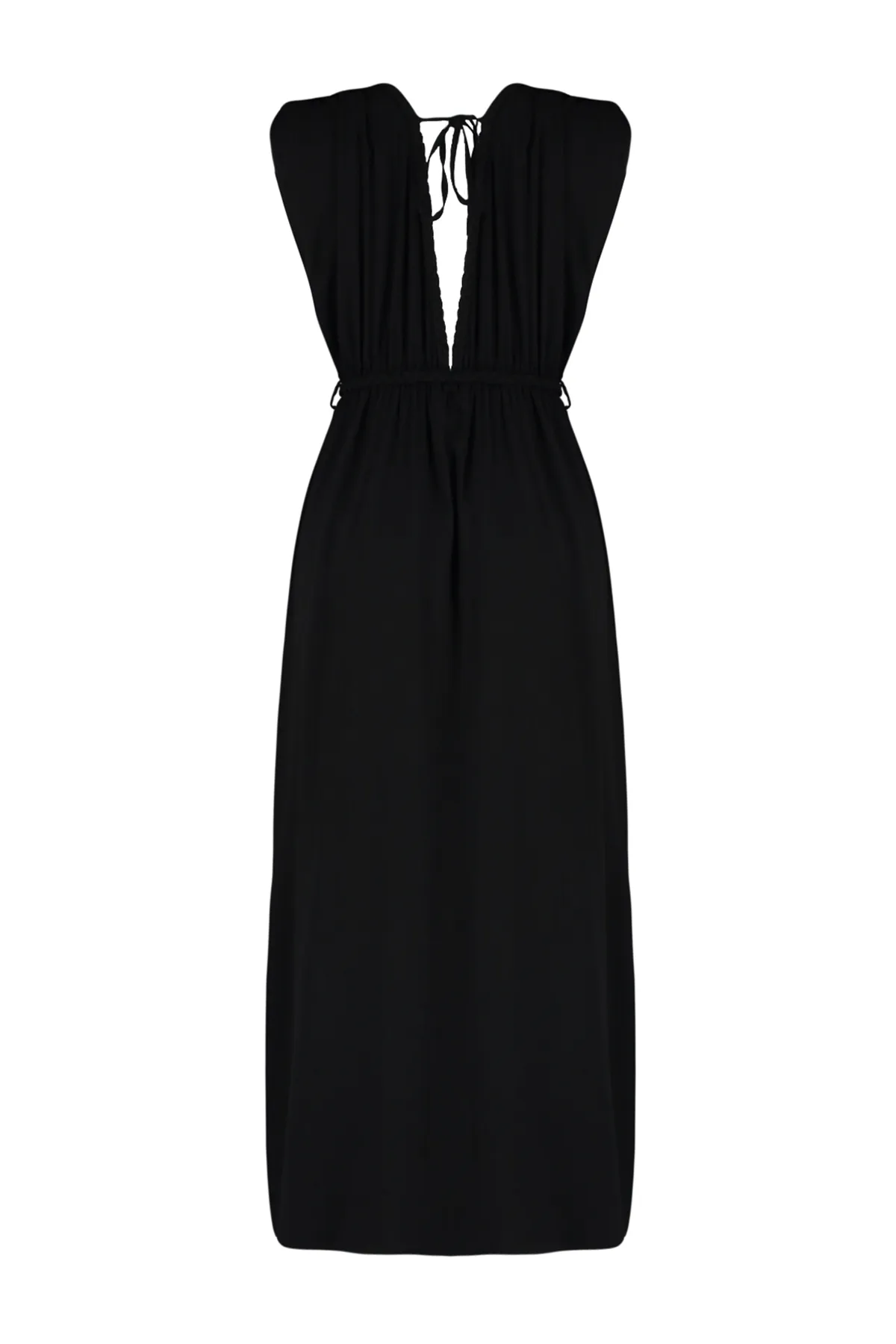 Trendyol Collection  Schwarzes Maxi-Strandkleid mit Schlitz und Webmuster TBESS23EL00069