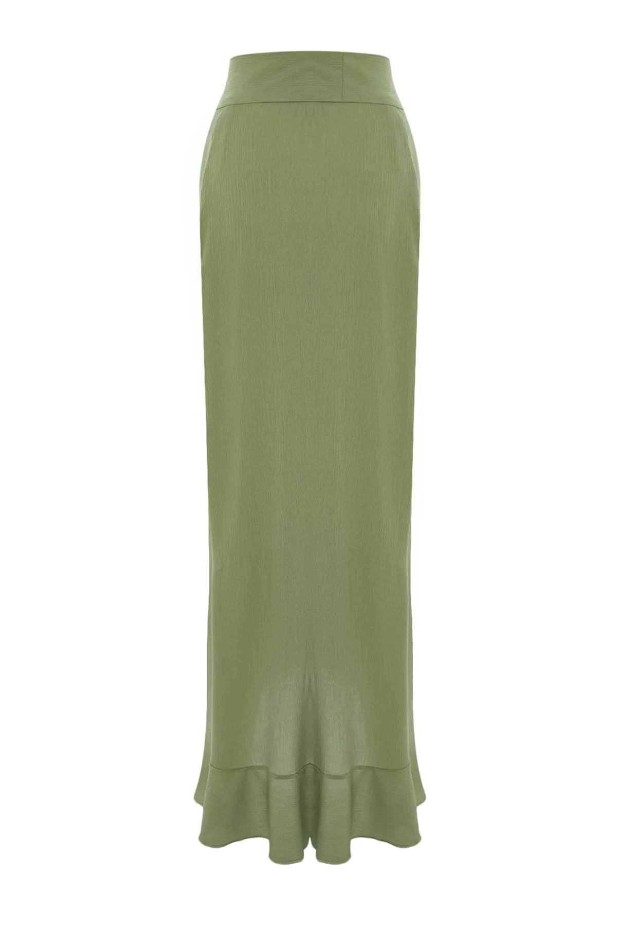 Trendyol Collection  Khakifarbener Maxirock mit gewebtem Volant TBESS19WV0004