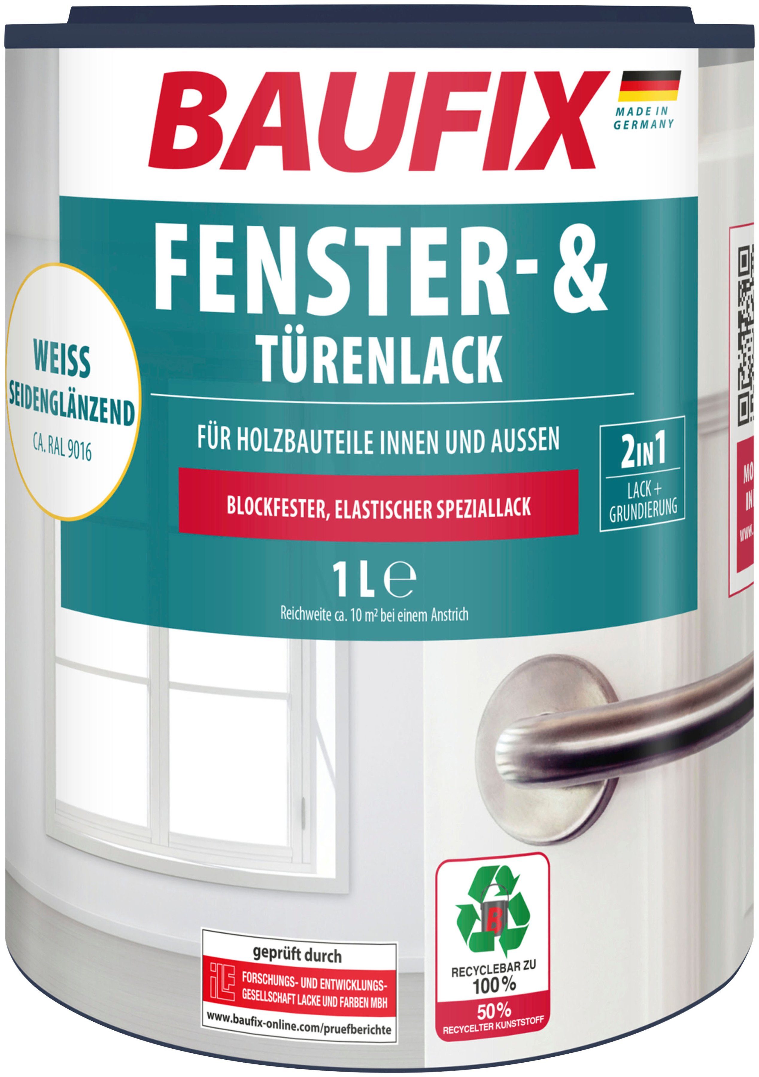 Baufix Weißlack Fenster- & Türenlack, wetterbeständig, elastisch