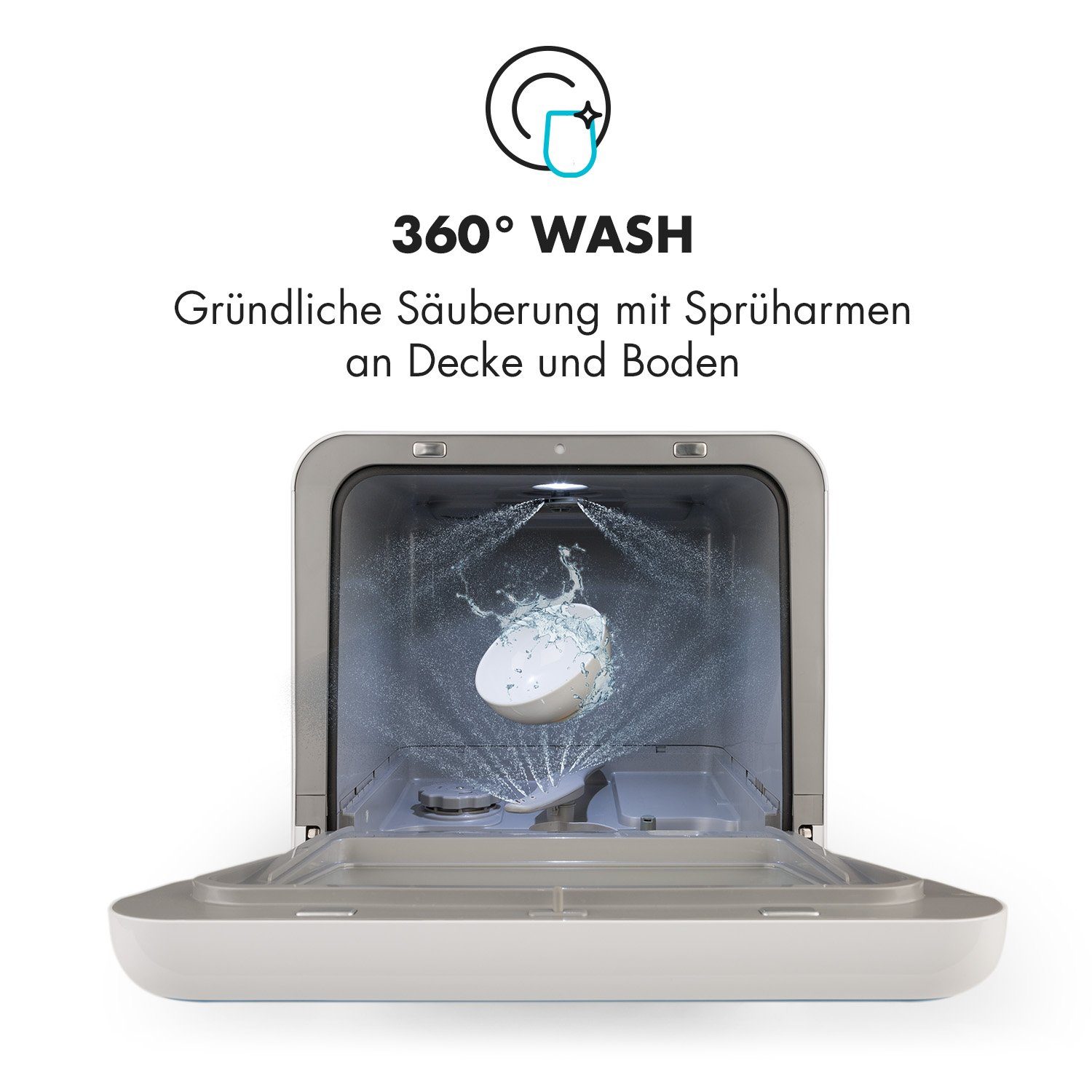 Klarstein Standgeschirrspüler Amazonia Mini Geschirrspülmaschine 6 Programme LED-Display, 10033480A, 6 l, Mini Geschirrspüler klein Spülmaschine freistehend