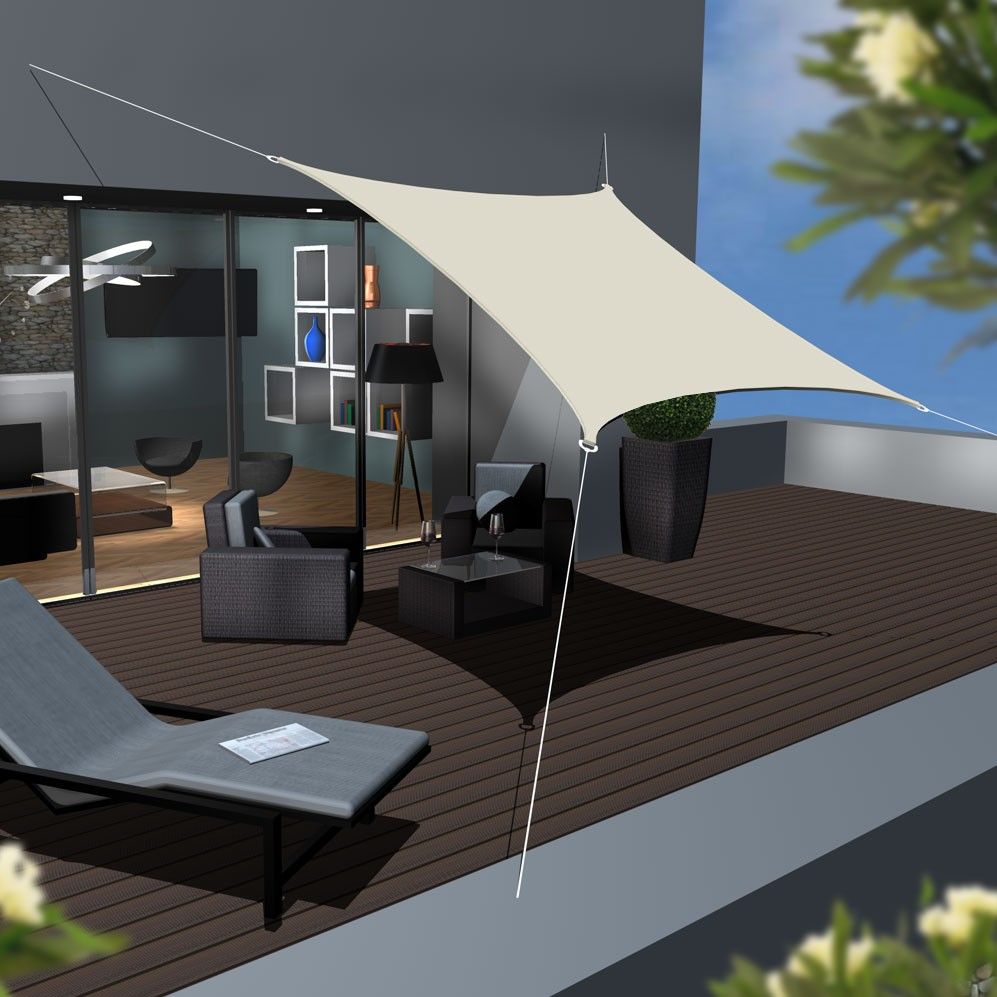 AMANKA 3x3 beiges wasserabweisendes Polyester Sonnensegel