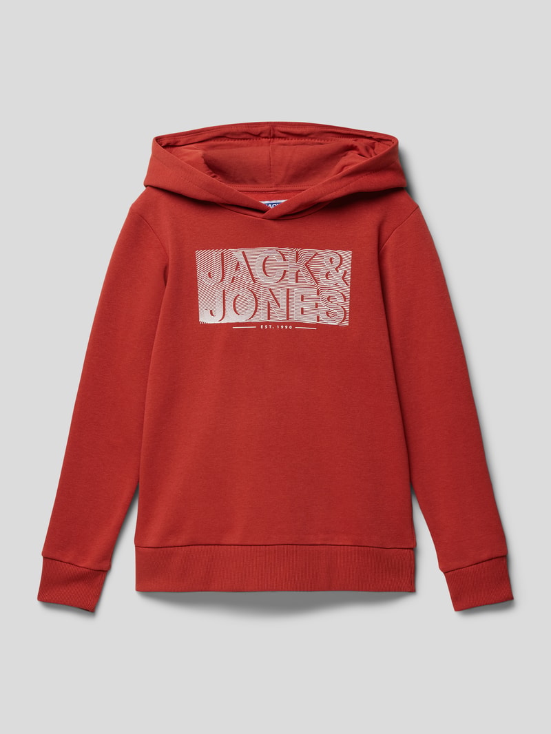 Hoodie mit Label-Print in rot