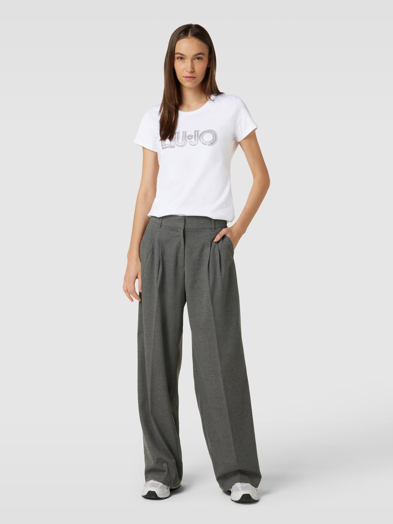 T-Shirt mit Ziersteinbesatz in weiss