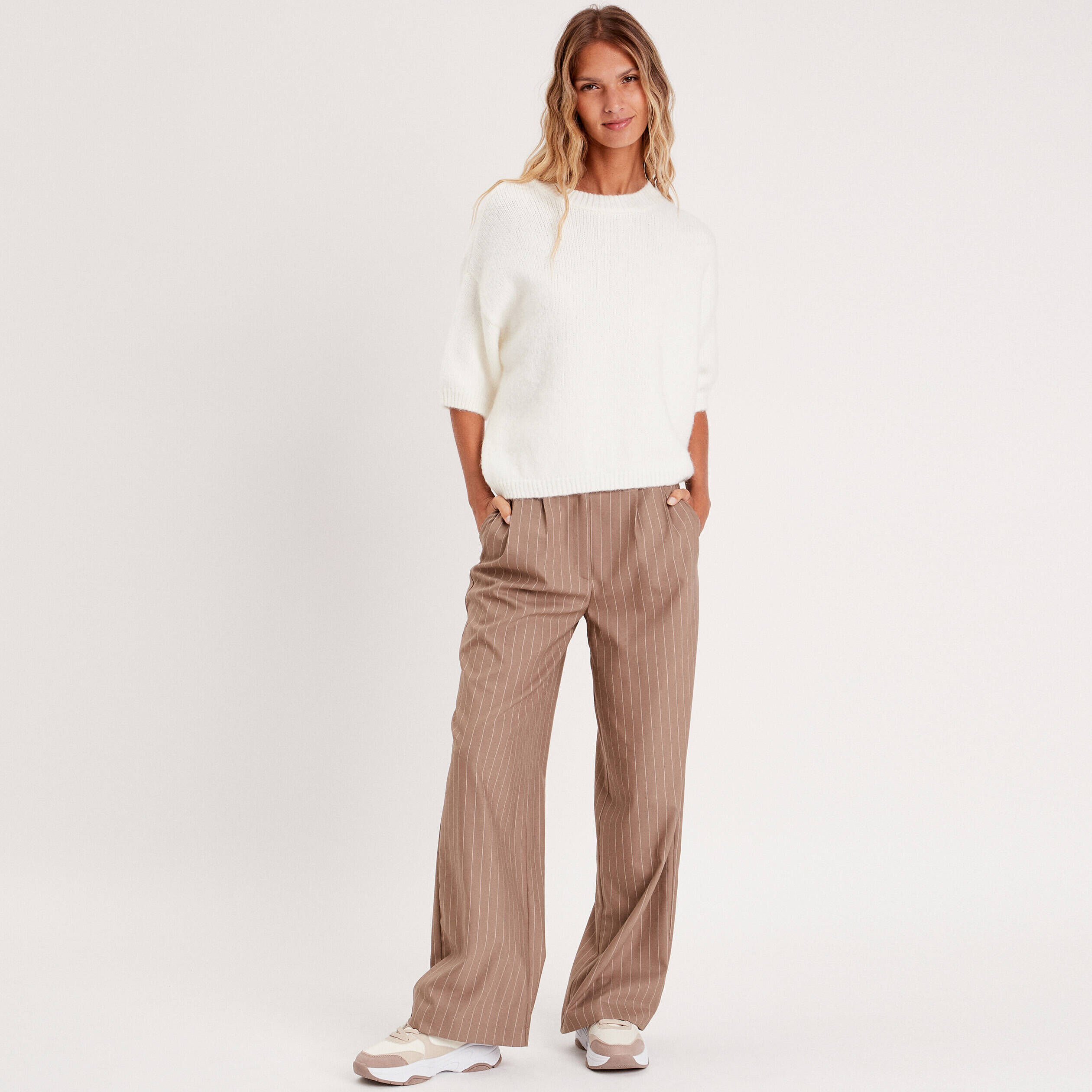 Pull manches courtes ecru femme | Cache Cache