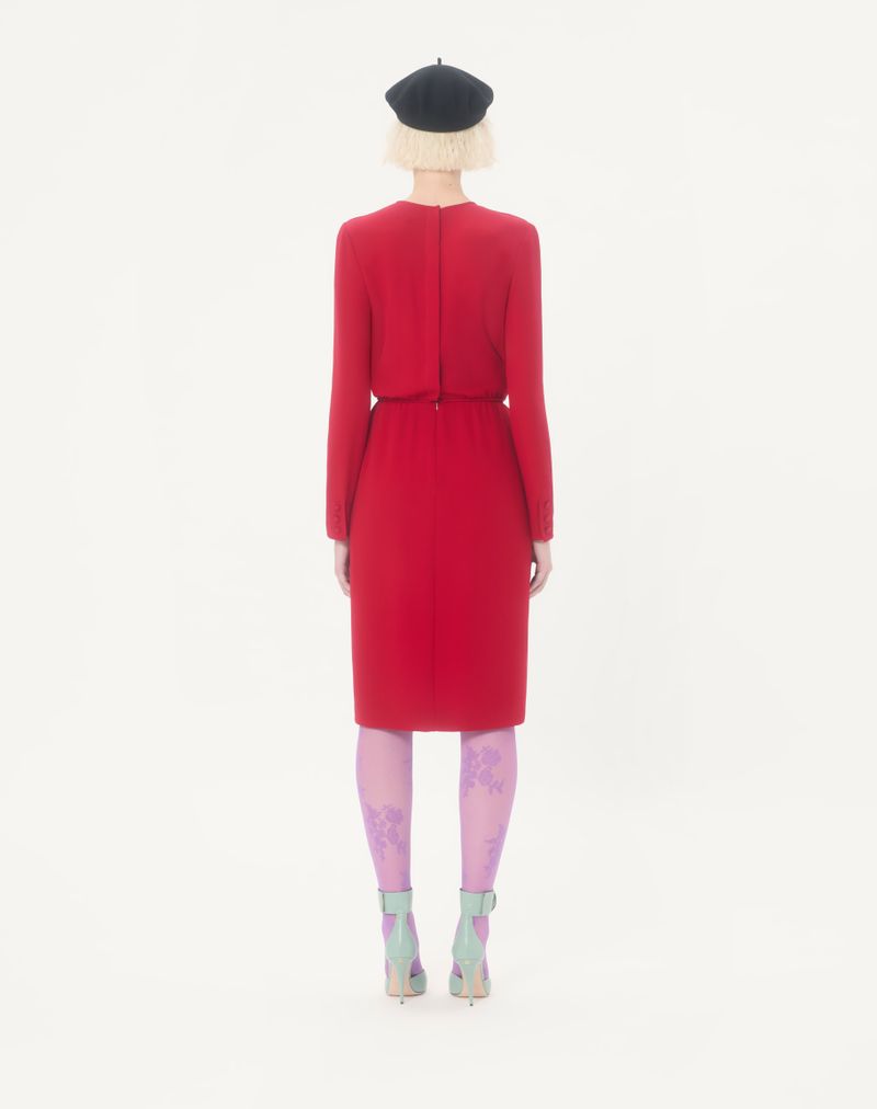 Vestido midi bordado em cady de alta costura