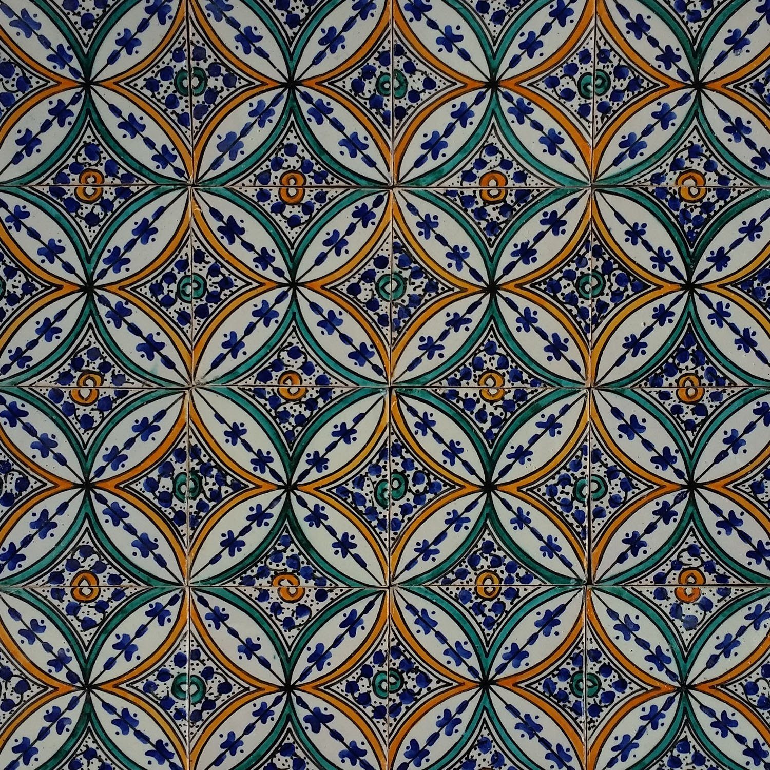 Casa Moro Wandfliese Marokkanische handbemalte Keramikfliese Saba 10x10 cm bunt, HBF8022, Mehrfarbig, Handgefertigt, Handbemalt