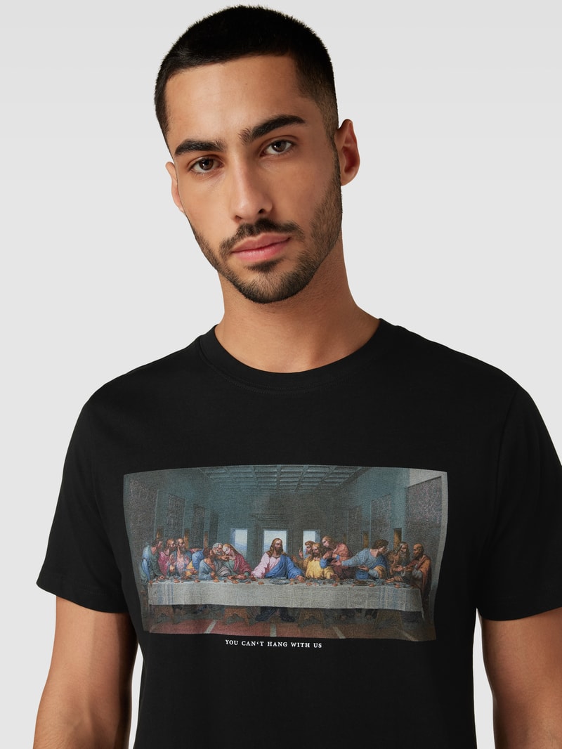 T-Shirt mit Rundhalsausschnitt Modell 'Can´t Hang With Us in schwarz