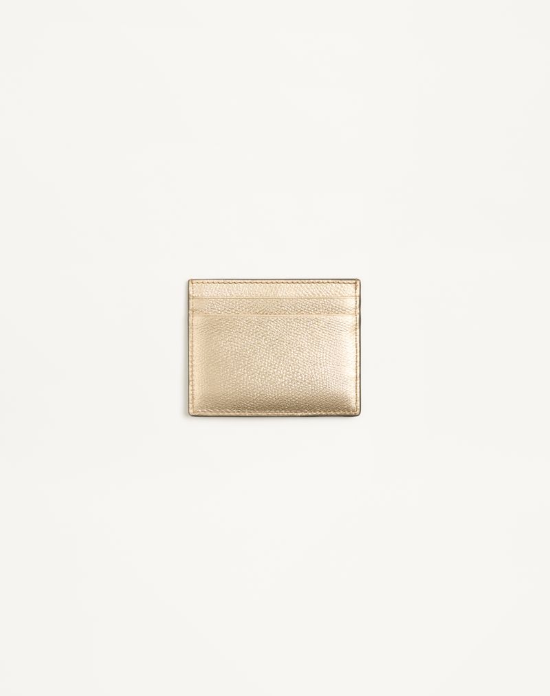 VLogo Signature Card Holder in gelamineerd granaatkleurig kalfsleer met juweellogo