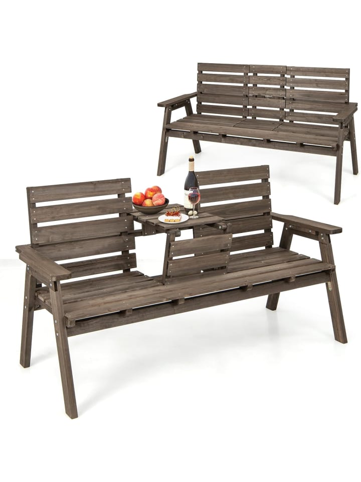 COSTWAY Gartenbank mit Tisch für 2–3 Personen in Braun günstig kaufen onesize