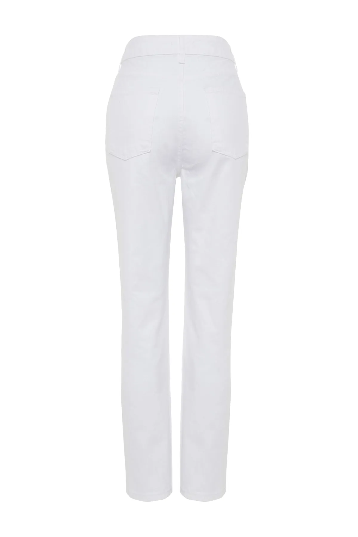 Trendyol Collection  Weiße gerade Jeans mit hoher Taille TWOSS23JE00235