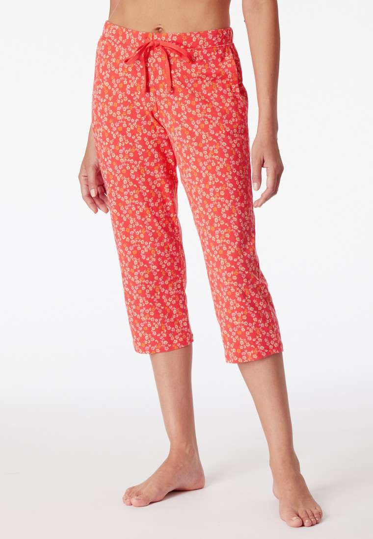 Hose 3/4-lang Blumen rot - Mix+Relax
